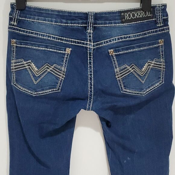 ROCK & ROLL dark wash 30x32 rival low rise boot cut jeans - Picture 4 of 8